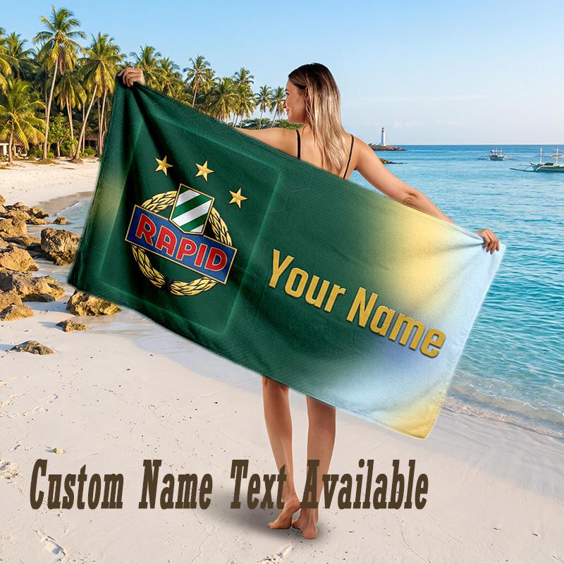 Rapid Wien FC Design Beach Towel Custom Text Large Towel for Beach Vacation