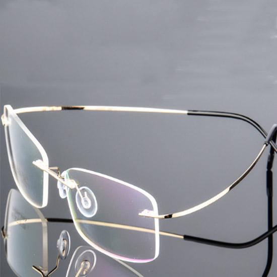 Rimless Lightweight Rectangular Super Elastic Metal Frame Unisex Flexible Optical Glasses Reading Glasses Eyewear Handmade