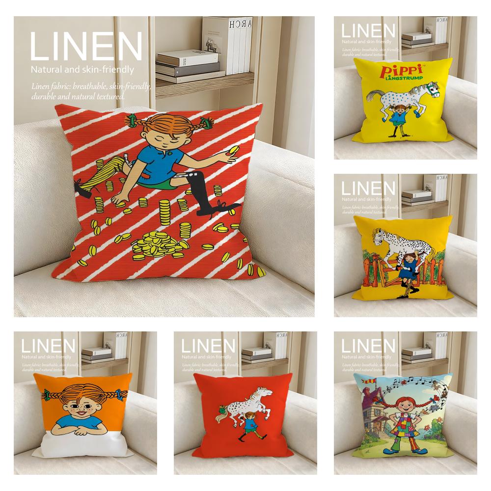 Classic Pippi Longstocking Cushion Cover Pillowcase Set Pcs x x Breathable Washable Sofa Cushion Cover