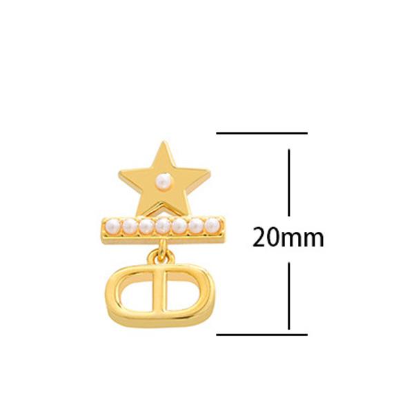 2026 New Trend Five-Pointed Star Pearl Stud Earrings Elegant D-Shape Link Dangle Earrings for Women Fashion Commute Jewelry
