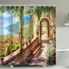 Pattern Landscape Bathroom Shower Curtain Waterproof Hook Bath Accessories Decor