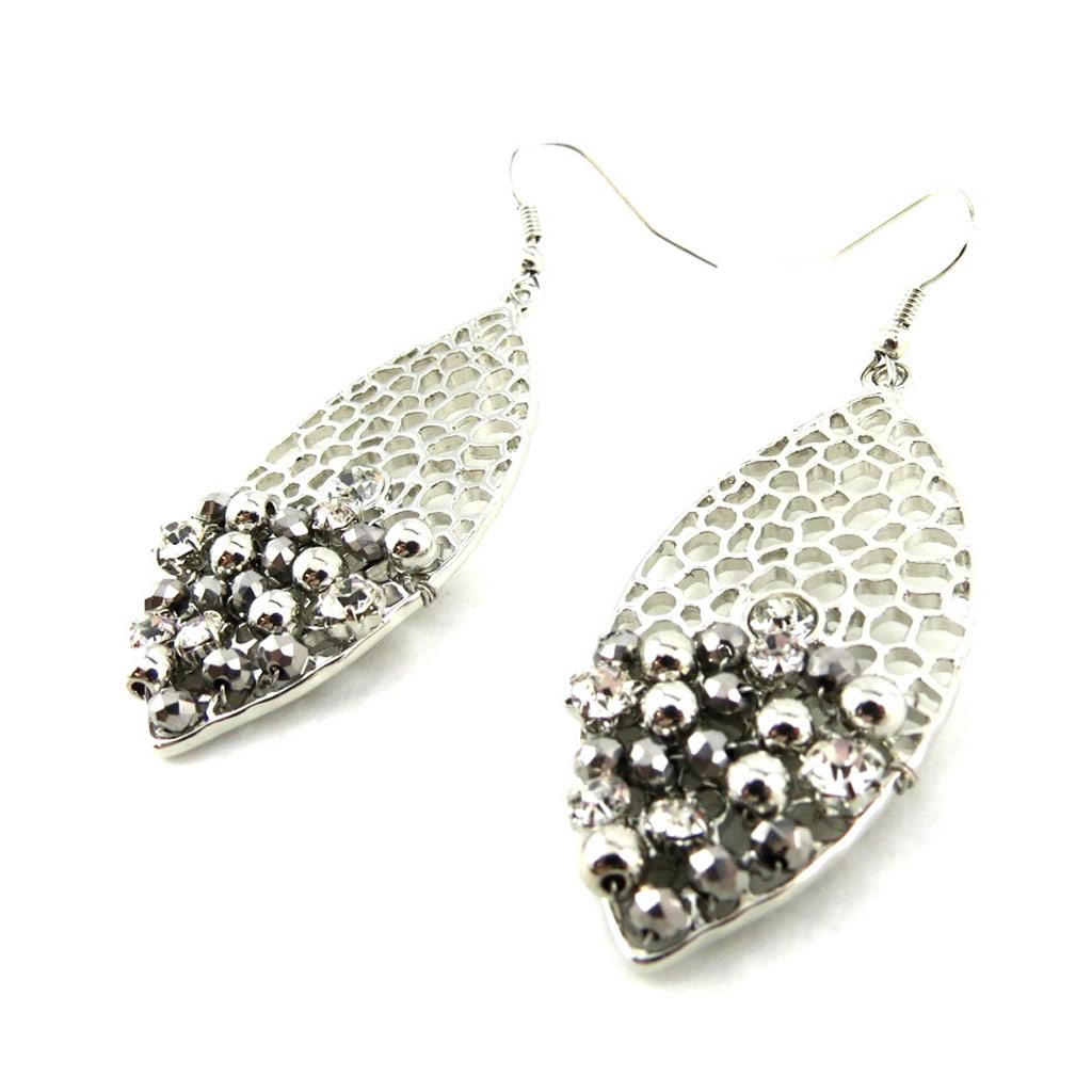 Les Trésors De Lily [N0734] - Silver Gray 'Sissi' Designer Earrings