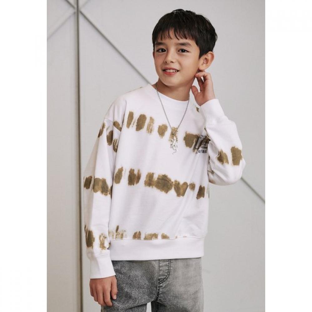 Bluetail Dying Effect White Sweatshirt Aaa1ts04wt