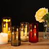Flameless Candles Flickering LED Tealights Pillar Candle with Clear Cover Warm White Light for Festival Wedding Home Party Decor