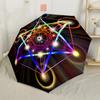 Flower of Life Rainbow Pattern Automatic Umbrella Retractable Design with 8 Rib Durability Durable Plastic Iron Travel Essential