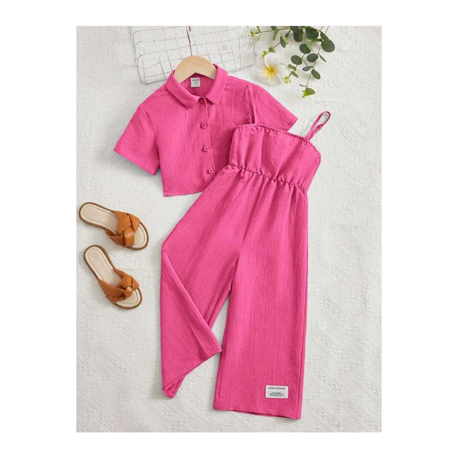 

Комбинация укороченной блузки и комбинезона 4 YAŞ розовый