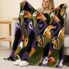 Flannel Trimmed Blanket Soft Warm Toucan Pattern Throw, Cozy Home Couch Cover, Halloween & Christmas Decor, Ideal Sleep Companion
