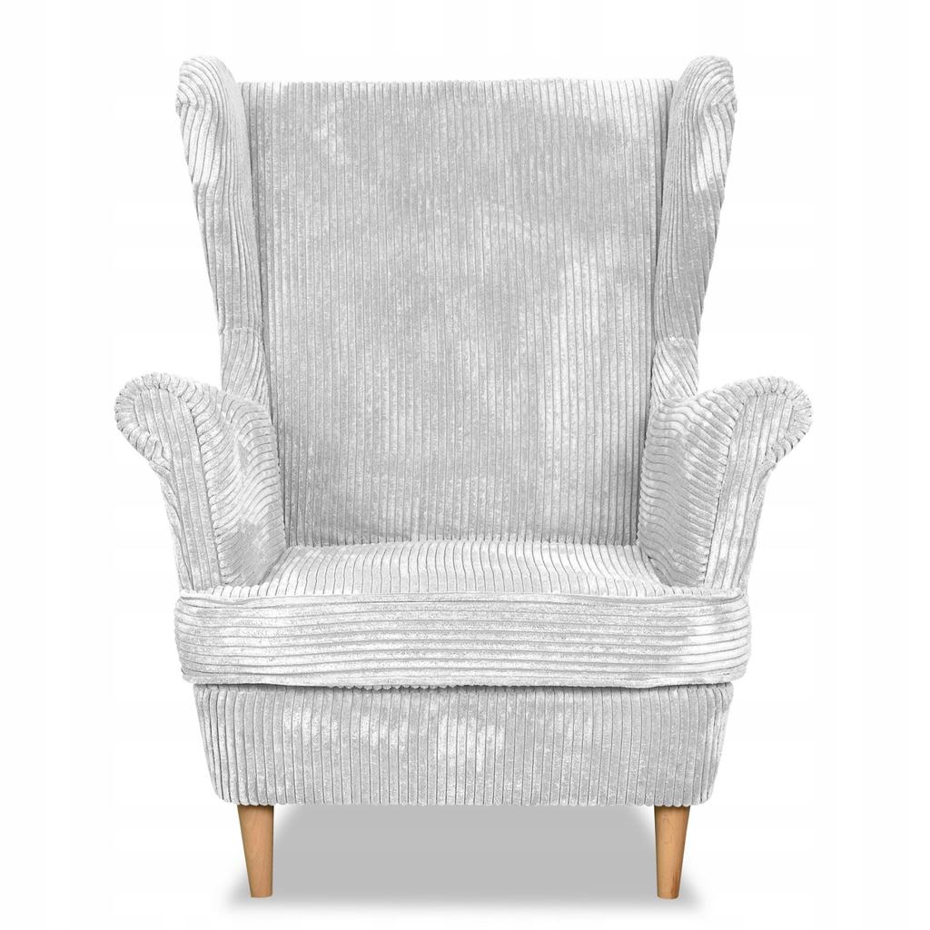 Bonito Wing Chair with Footstool Scandinavian Family Meble Corduroy Light