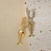 1 Pair Unique Fish Bones Dangle Earrings for Women Fashion Zirconia Earring Jewelry Wedding Party Accessories