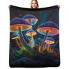 Glowing Psychedelic Mushrooms Throw Blanket Luxurious Soft Blanket Holiday Gift for Family