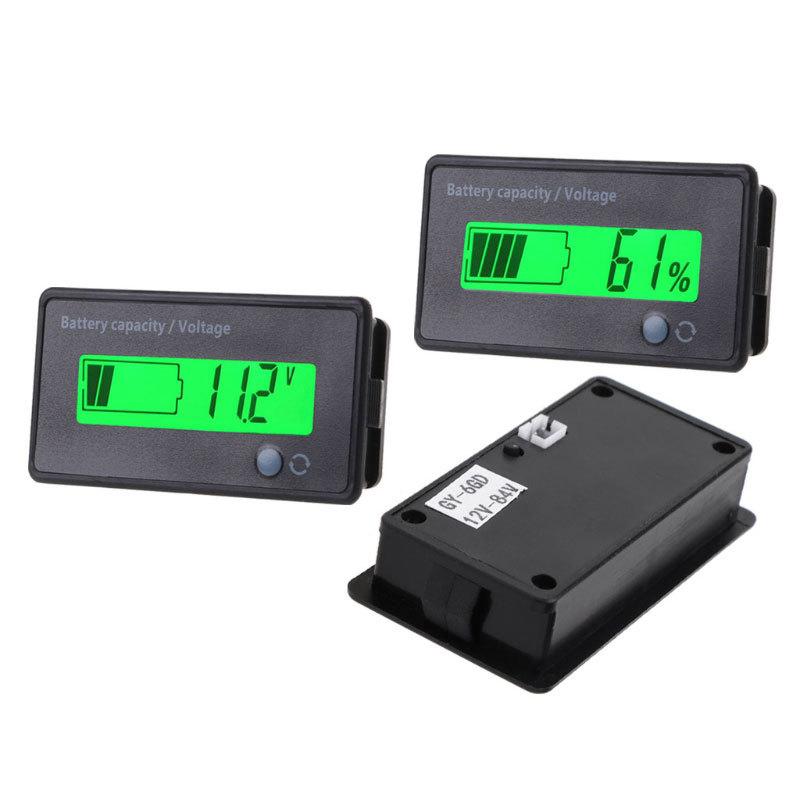 Dc 12V-72V Car Battery Gauge Lithium Battery Capacity Meter Tester Front On/Off Button Battery Capacity Meter Indicator