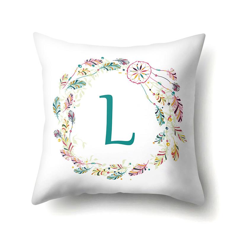 Polyester Pillowcase Simple Home Furnishing 26 English Letter Printed Pillowcase Car Cushion Waist Cushion Cover