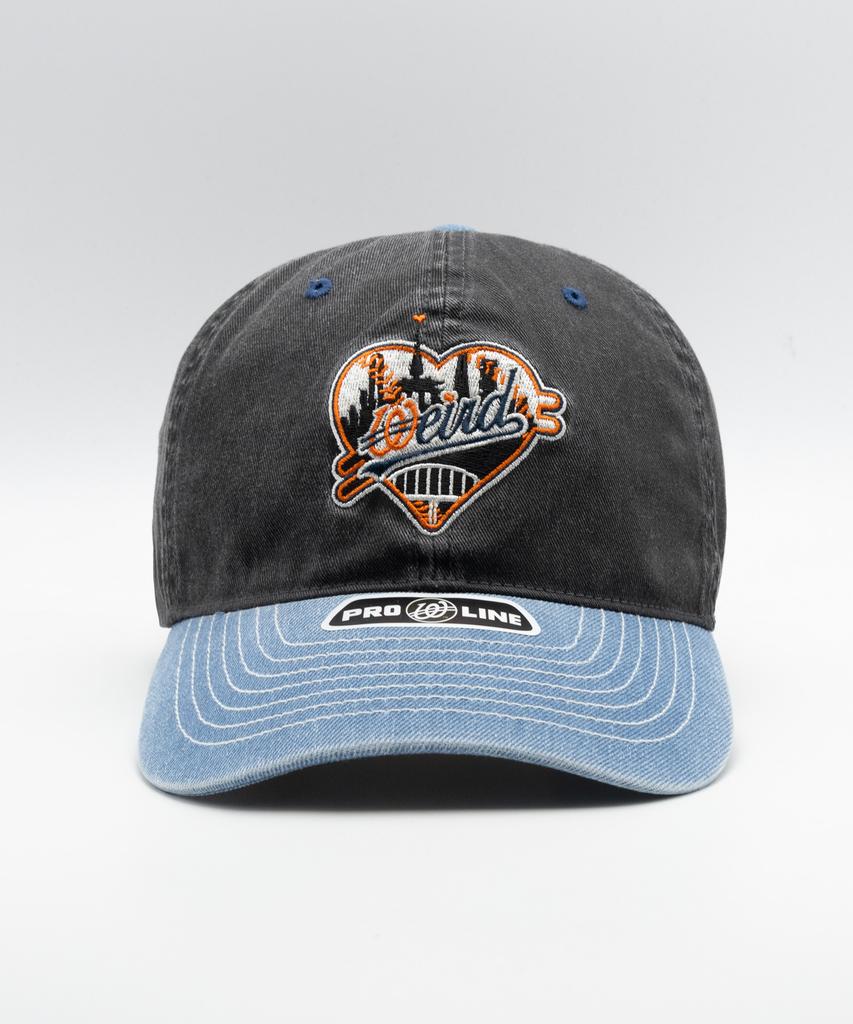 Wieoldeuwoldeu Heart Tower Pigment Color Block Ball Cap Gray