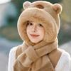 Thickened Capybara Hooded Scarf Set Soft Plush Plush Hat Scarf Set  Cycling Protection