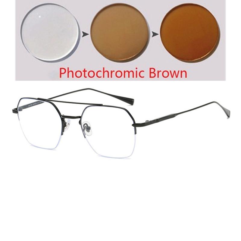 Half Frame Blue Light Blocking Polygon Nearsighted Glasses Women Men Short-Sight Prescription Spectacles 0 -0.5 -0.75 To -6.0