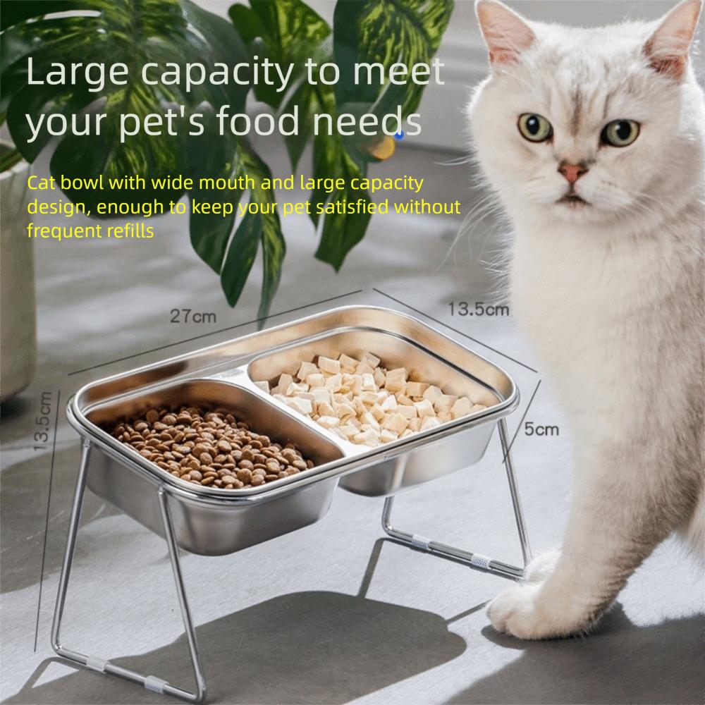 45 Degree Tilt Elevated Cat Bowl Leak-Proof Design Neck Protection Bowl Anti-Tip Pet Bowl  Home Use