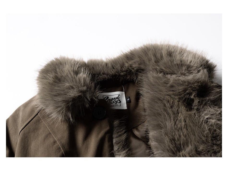 CROWD CITY Unisex Retro Fur Collar Stand Cotton Jacket - Loose, Warm Winter Coat Y614