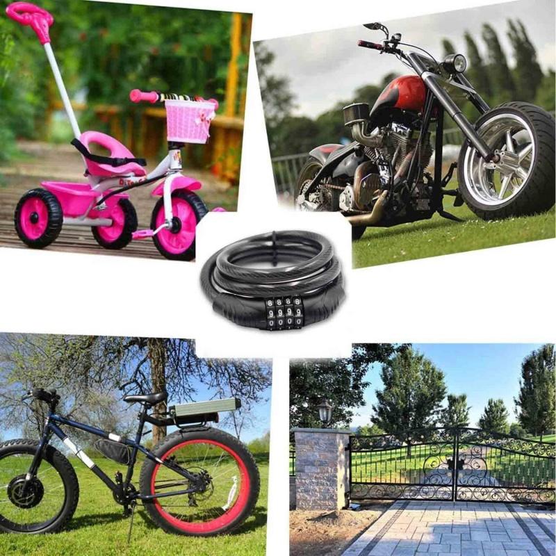 4-digit Password Lock, 35 Inch Long Coil Security Reset Strong Cable Lock, Suitable for Anti-theft of Various bicycles,Scooter