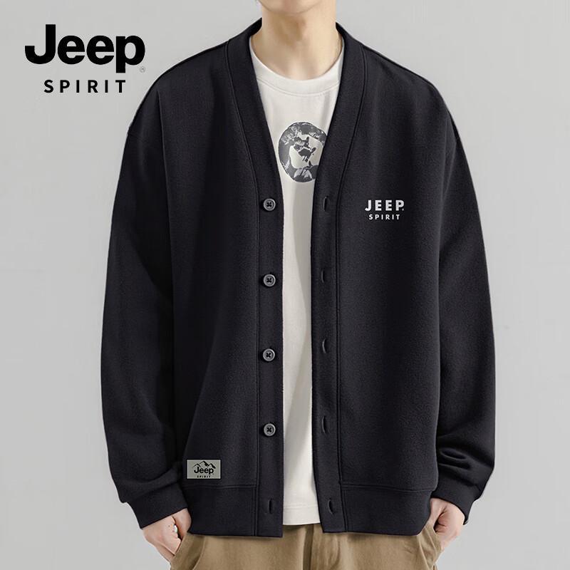 JEEP SPIRIT Men's Knitted Casual V-Neck Cardigan Hoodie