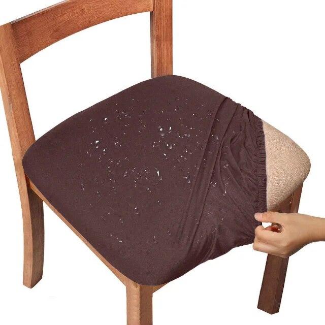 Waterproof Chair Seat Cover Solid Elastic Chair Cushion Cover Anti-dust Chair Protector Dining Room Spandex Armchair Slipcover
