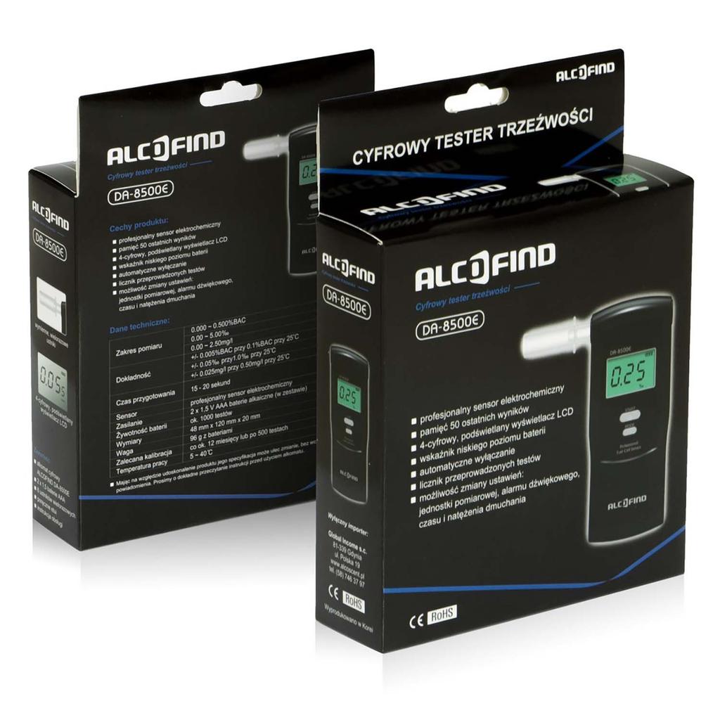 Electrochemical Breathalyzer Da 8500E + Mouthpieces