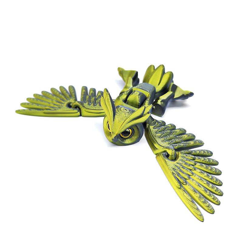 3D Printed Flying Owl Toy:Lifelike Desk Decor with Movable Wings for Realistic Soaring - Educational Gift