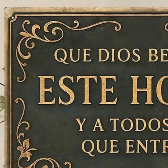 Que Dios Bendiga Este Hogar Spanish Vintage Metal Wall Sign Religious Christian Blessing Wall Decor for Home Kitchen Entryway Church