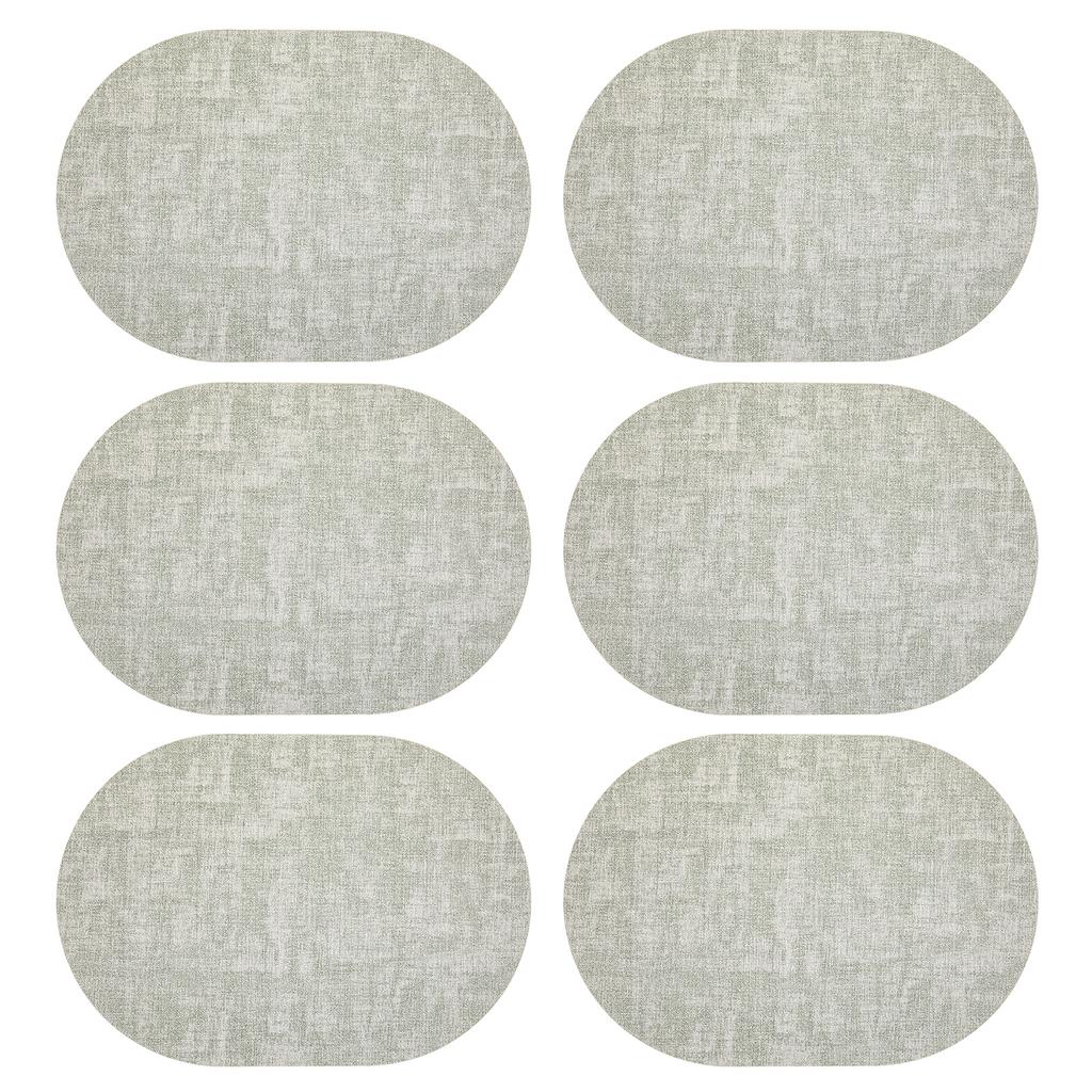 Set of 6 Oval Woven Placemats Heat Resistant Washable Table Mats for Dining Kitchen Tabletop Protection 12x18 Inch