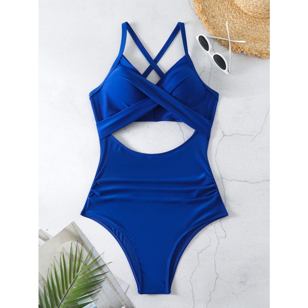 One-piece Swimwear Female Sexy Cross-cut Tight European and American Backless Swimsuit