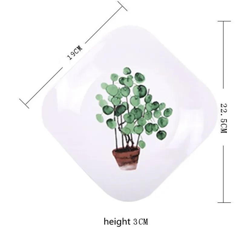 8 Inch Green Plants Ceramic Plates Dinner Porcelain Dessert Plate Beef Dish Fruit Plate Cake Tray Food Ceramic Tableware 1pc