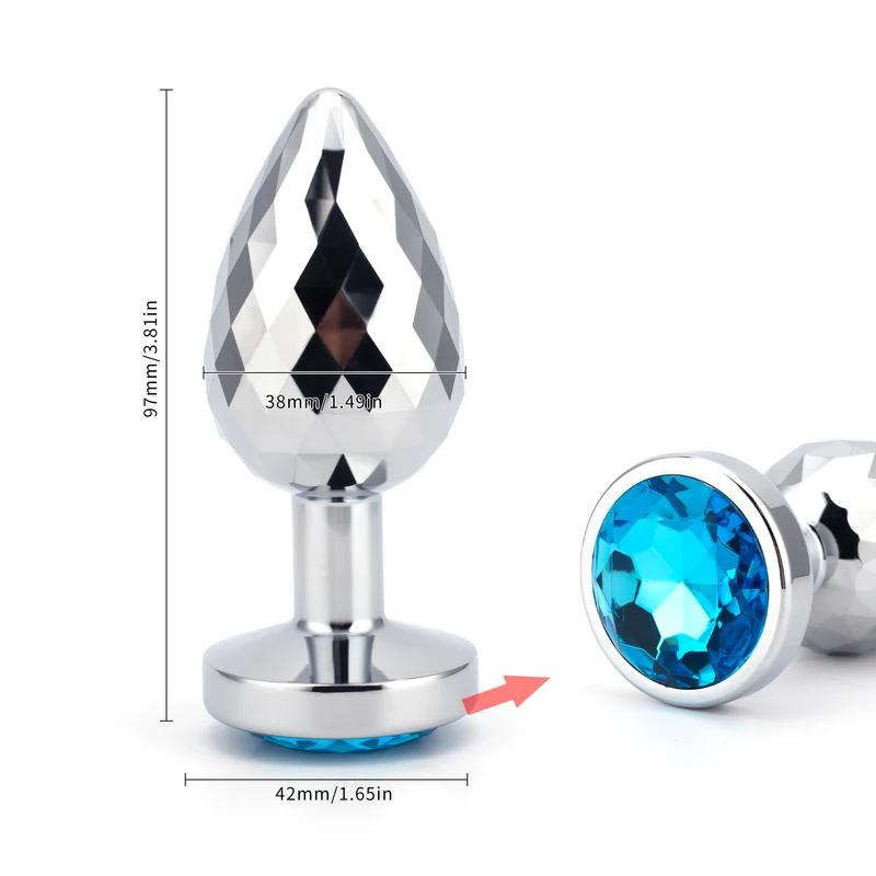 New Couples Small Anal Plug Round Shaped Crystal Metal Butt Plug Stimulator Prostate Massager Anus Sex Toys For Women and Men