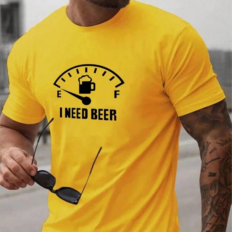 Neues Sommer Herrenmode T-Shirt Bier Ölstandsanzeige Bedrucktes Herren T-Shirt Top