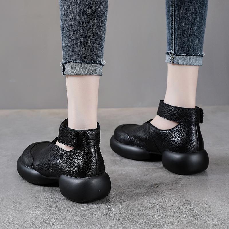 Cowhide Small Leather Shoes Women's Spring and Autumn British Thick-soled Loafers Leather Mary Jane Single Shoes