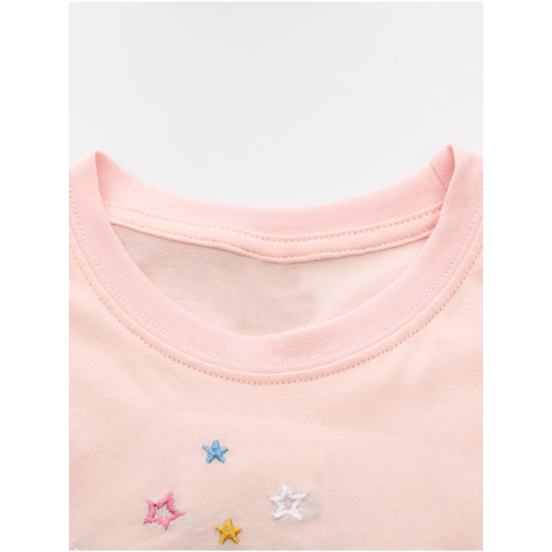 Ins Girls' Pink Short-Sleeved T-Shirt Pure Cotton Baby Unicorn Half-Sleeved Stylish Top Casual Summer Bottoming Shirt