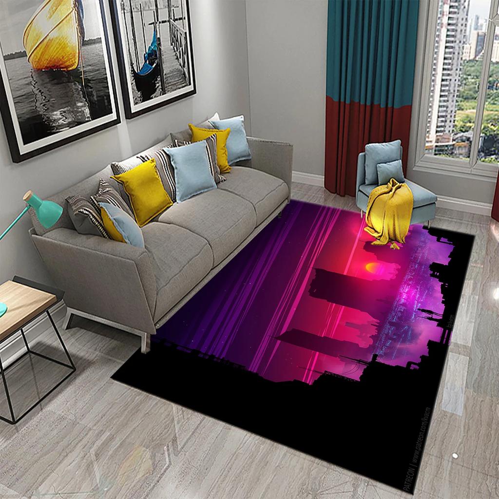 Purple Carpet Modern Art Rug Printed Rectangle Area Rugs for Adult Yoga Mats Living Room Bedroom Flat Mat Decorative Door Mat