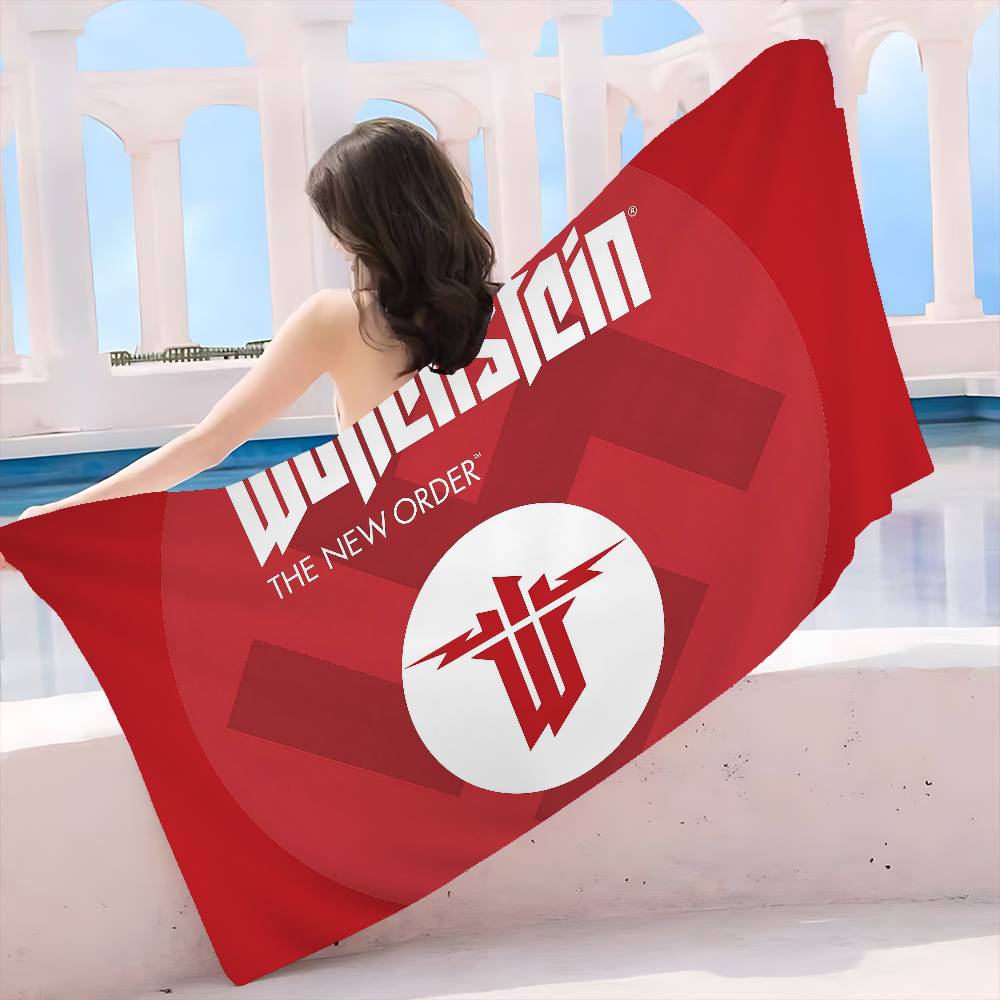Wolfenstein Microfiber Printed Beach Towel Mountain Climbing Yoga Beach Swimming Running Absorbent Soft Towel