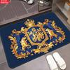 Royal Crest Rug Velvet Flannel Printed Floor Mat Luxury Design Decorative Carpet Entryway Home Decor