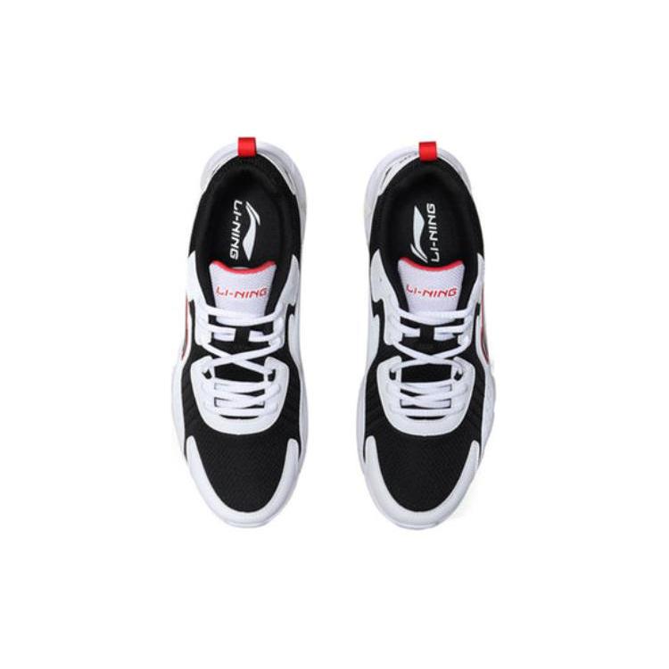 Li Ning Comfortable Mesh, Synthetic Leather Slip Resistant Low top Casual Running Shoes Men's White Black ARHP275-5