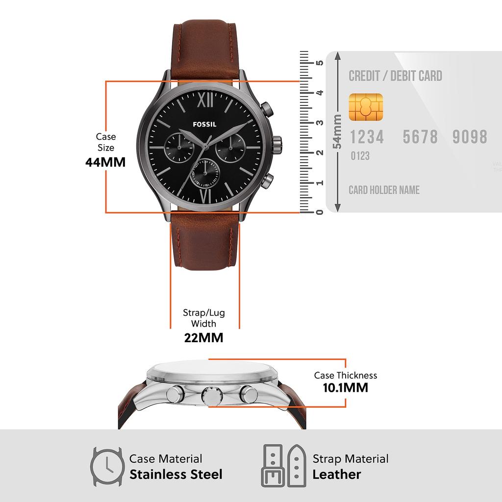 FENMORE Multifunction Brown Leather Watch