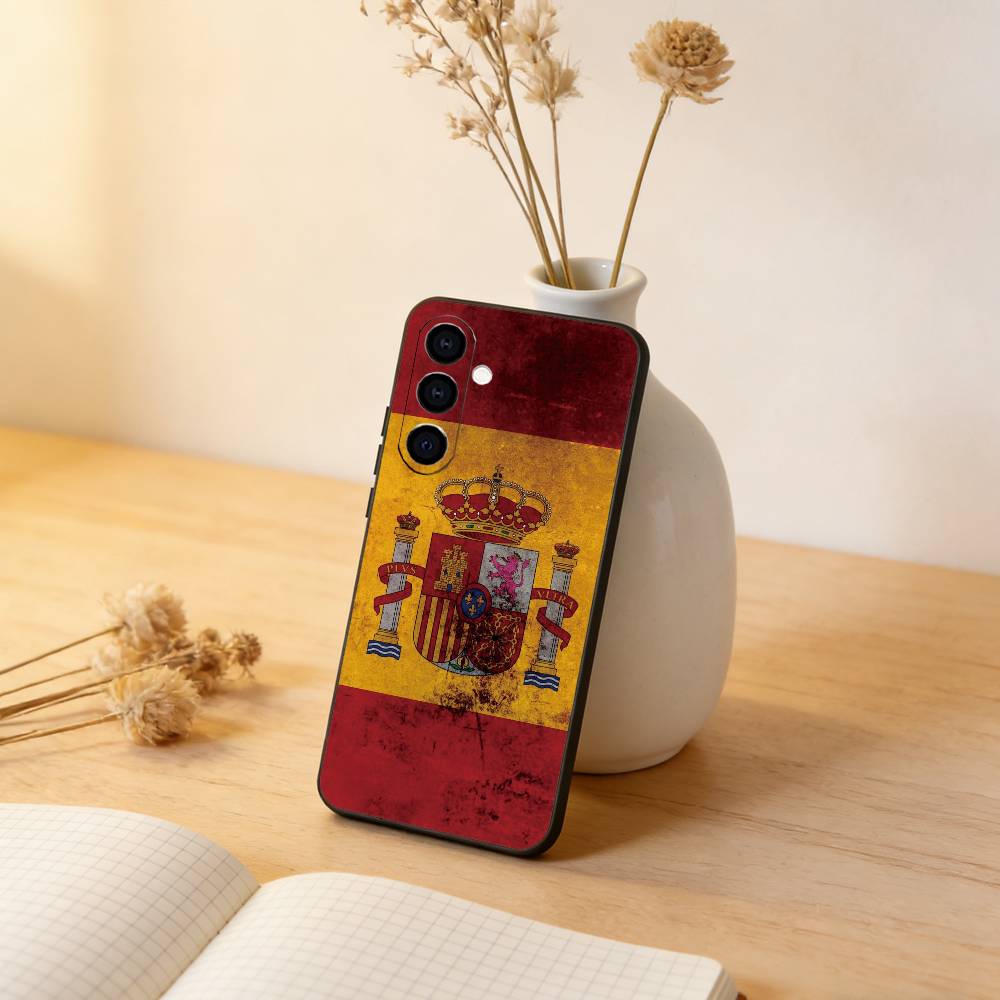 

spain flag Phone Case For Samsung Galaxy A73,A72,A71,A70,A53,A52,A51,Soft Silicone Black Cover Samsung a30 a20