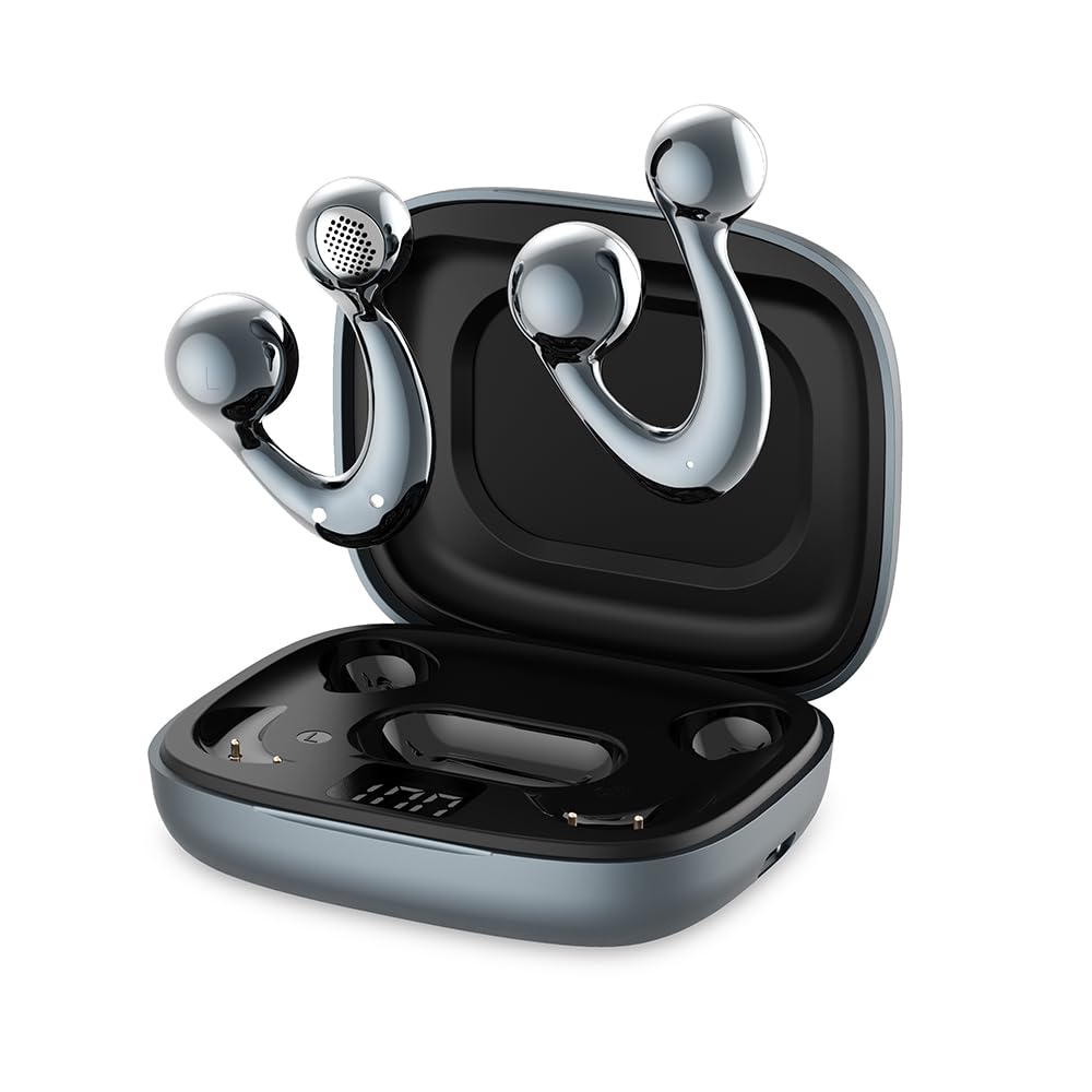 

Ear Fashion and CHUDA Bluetooth Earphones Ear Cuff Bluetooth True Wireless Air Conduction Block More Comfortable Than Bone with LED ENC Noise 70H