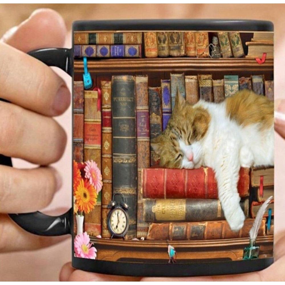 Bookshelf Ceramic Coffee Mark Cup Tea Cup Library