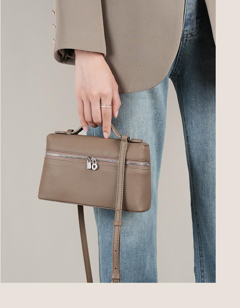 The First Layer Of Cowhide Lp19 Lunch Box Bag Genuine Leather Women S Bag Gigi The Same Portable Box Bag Messenger Bag серый 5990₽