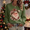 Damen Casual Rundhals Langarm Pullover Oberteil mit Weihnachtsdruck für Feiertage und den Alltag