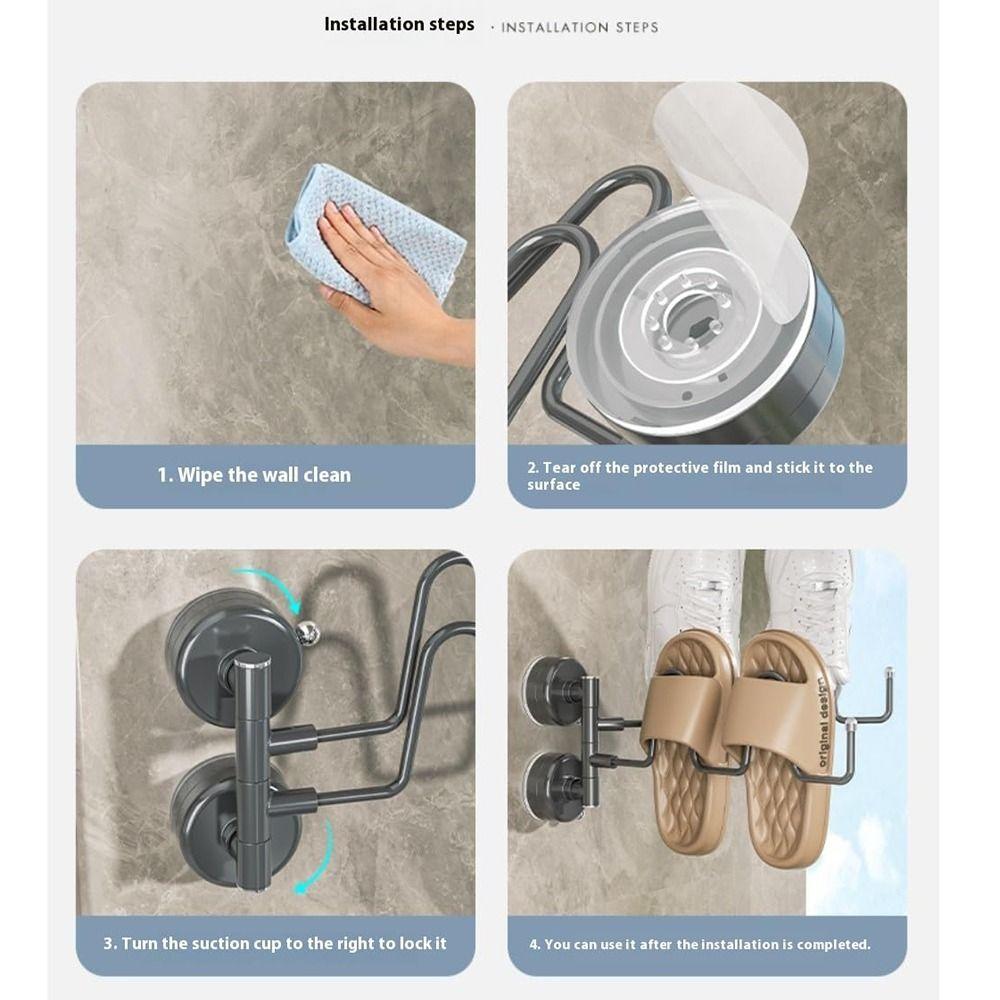 Waterproof Suction Cup Shoe Drying Rack Double-layer Wall Mounted Shoe Holder  Balcony