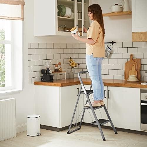 3-step Ladder, Folding Ladder, 20 Cm Wide Steps Covered with Anti-slip Rubber, Rubber Feet, Handrail, Max.. Load