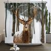 Deer Bathroom Shower Curtain Elk Highland Cow Peacock Forest Mountain Animal Polyester Hanging Curtains Home Bathroom Decor Set