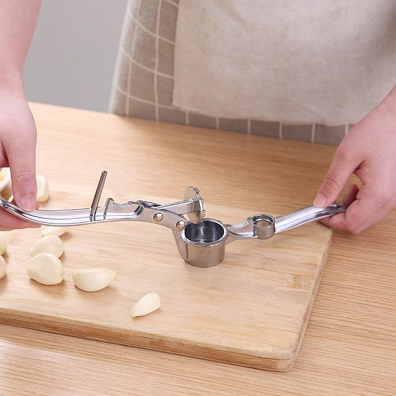 Extra-Large Garlic Press & Masher - Multifunctional Zinc Alloy Stainless Steel Manual Pull Type