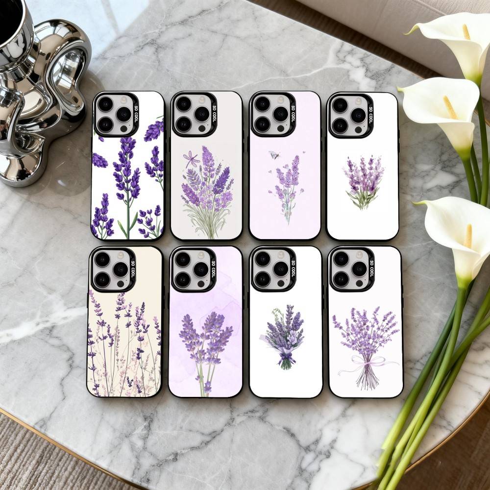 P-Purple L-lavender Phone Case For iPhone17,16,15,14,13,12,11 Plus,Pro Max Black Candy silver phone case