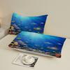 Ocean View Fitted Sheet Set Blue Underwater Sea Life Coral Reef Fish And Turtle Print Bedding With Pillowcases For Bedroom